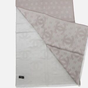 Silk Chanel Beige/Gray Monogram Scarf